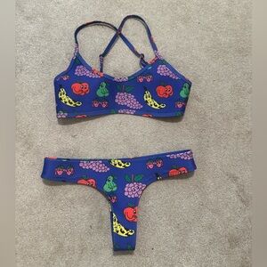 HoakaXPony collaboration Blue Fruit Print Bikini